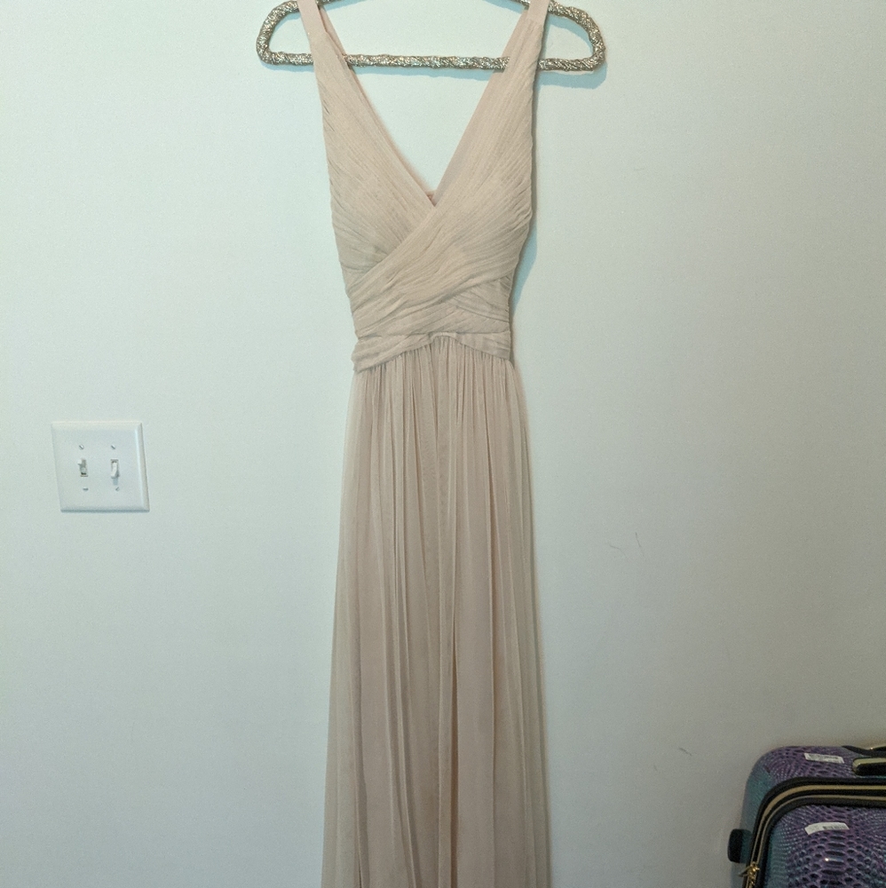Davids Bridal Bridesmaid dress-Nude Crossback